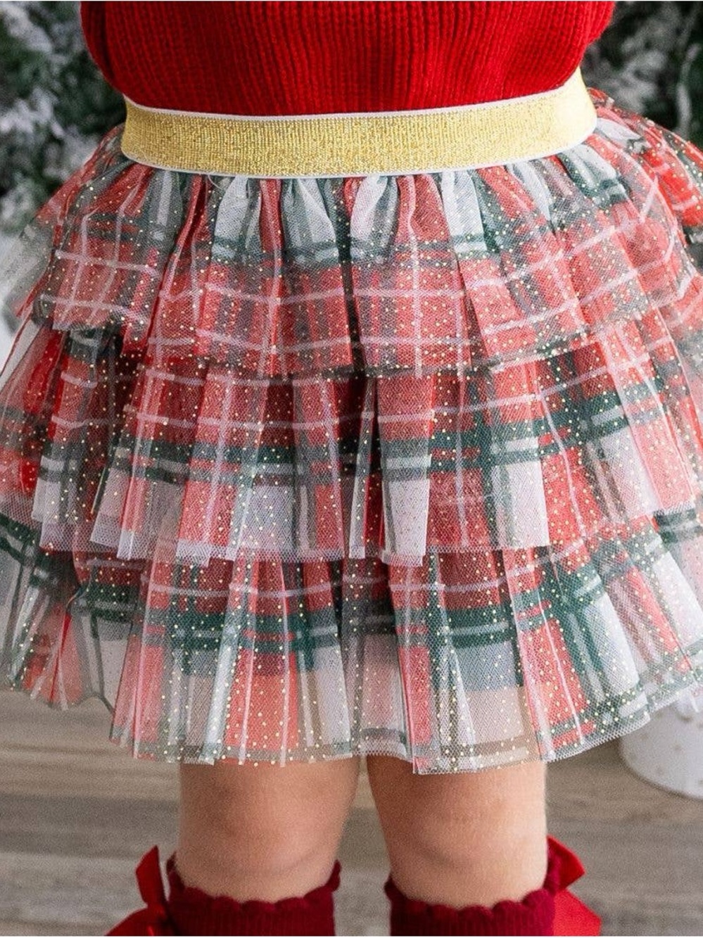 Sweet Wink Christmas Plaid Tiered Tutu Skirt size 4-6Y